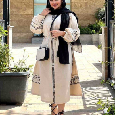 مانتو مجلسی لنین مدل گلدوزی شده نچرال