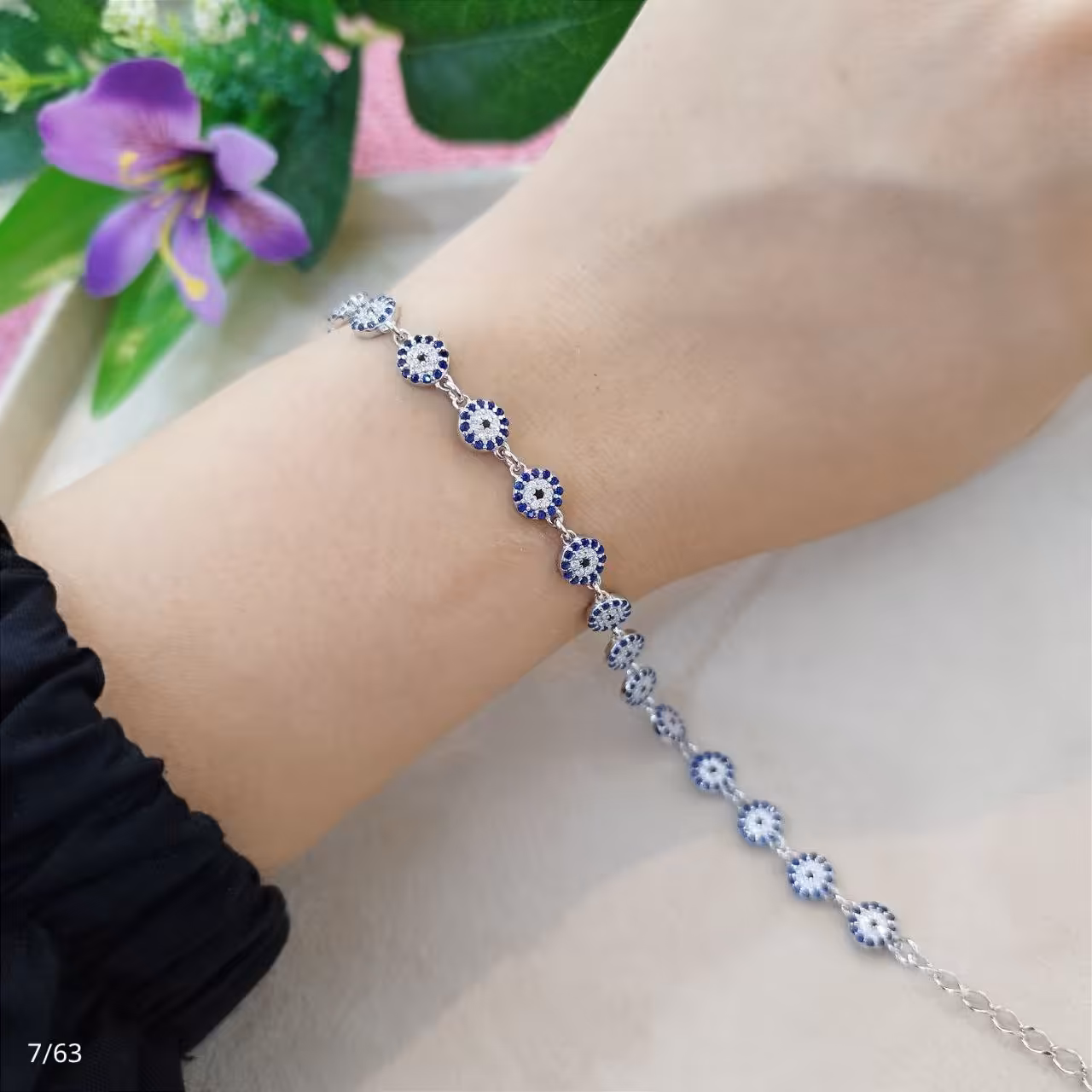 دستبند نقره زنانه چشم نظر. کد 910