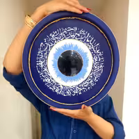 تابلو چشم نظر چوبی (چشم زخم) تکنیک آکرولیک و خمیر تکسچر رنگ ثابت