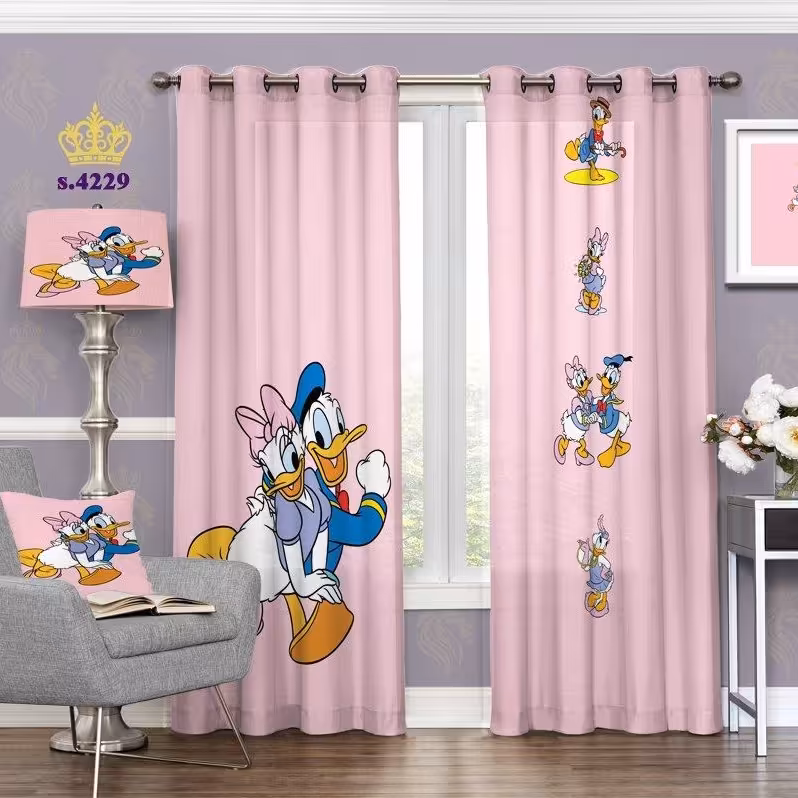 پرده اتاق خواب کودک دو قواره طرح  کارتونی کد S4229