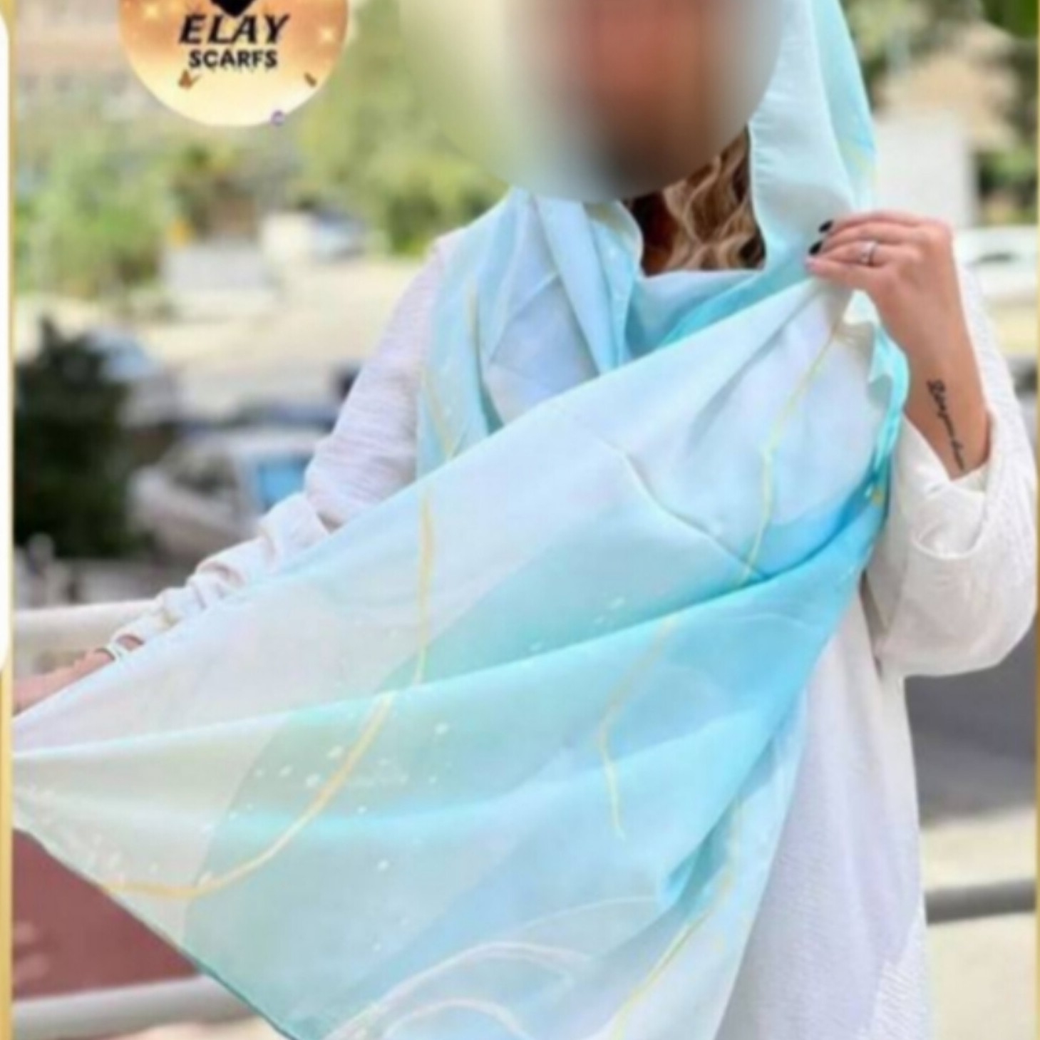 شال مرمری آبی کمرنگ نخی اعلا پاییزه با کیفیت تضمین شده