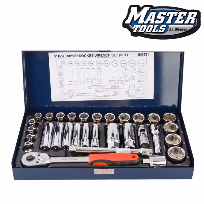 جعبه بکس 31 پارچه 6 پر درایو سه هشتم کوتاه و بلند مستر 