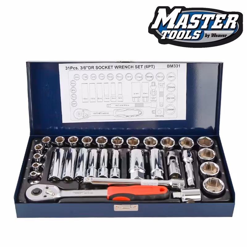 جعبه بکس 31 پارچه 6 پر درایو سه هشتم کوتاه و بلند مستر 