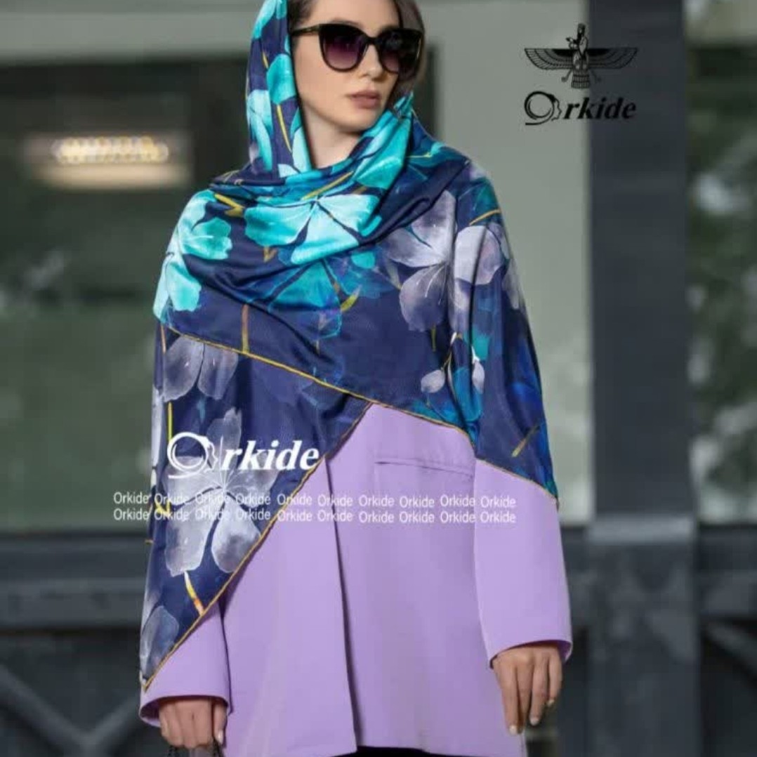 روسری ارکیده جنس نخ ابریشم گارزا