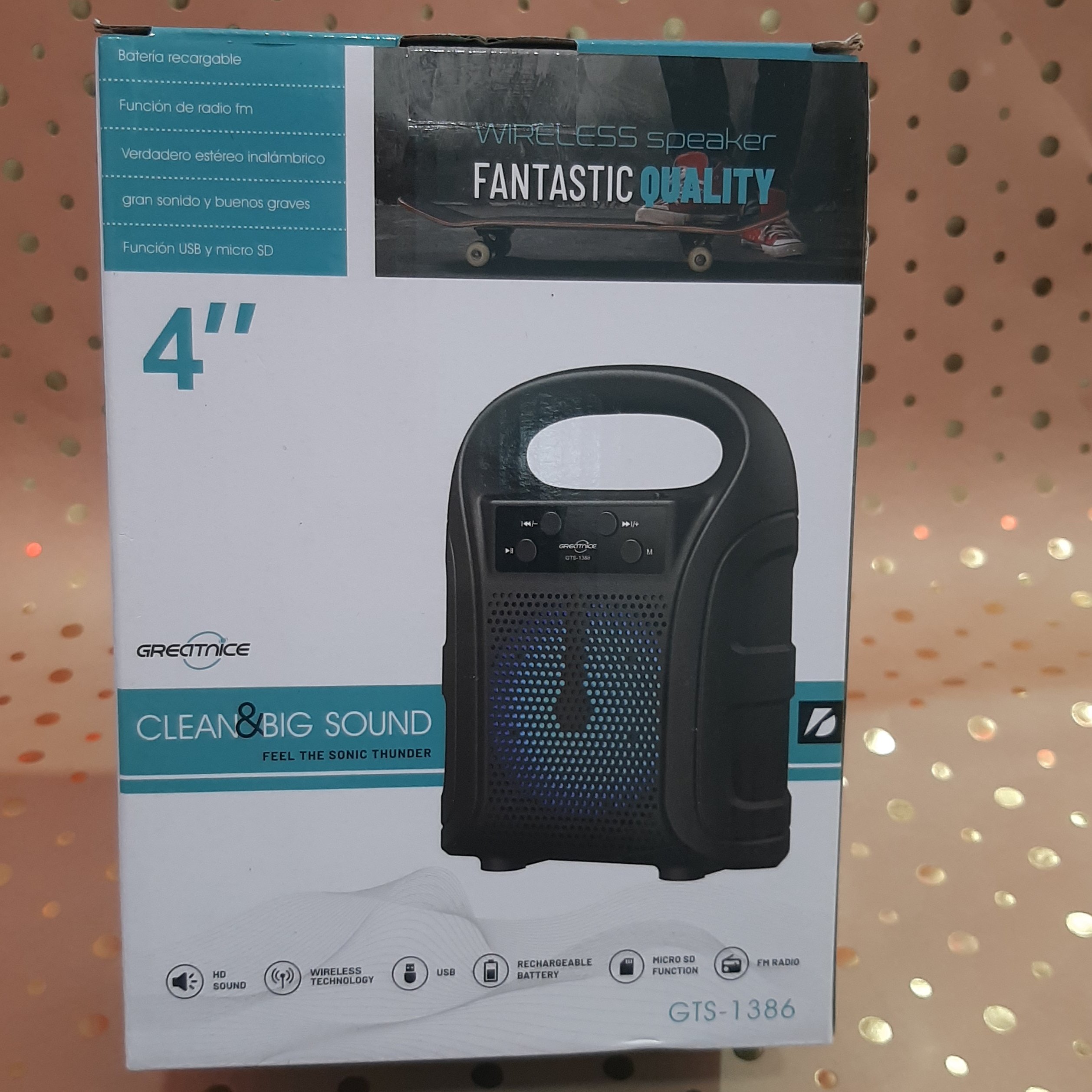 اسپیکر بلوتوثی 4 اینچ  دسته دار  مدل GTS  1386