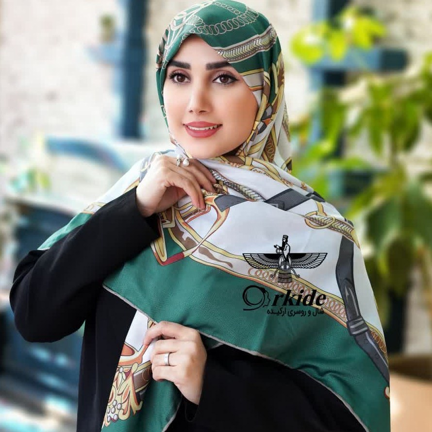 روسری نخ ابریشم گارزا دور دست دوز قواره 130