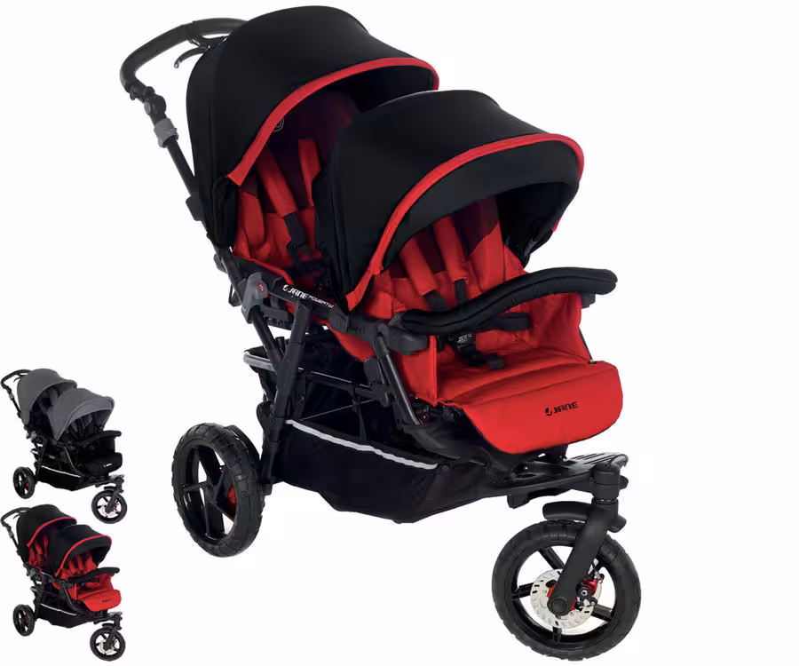 کالسکه دوقلو جین قرمز و مشکی JANE Twin Stroller PowerTwin