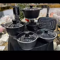 سرویس قابلمه چدن گرانیت 22 پارچه برند هافنر رنگ  مشکی 