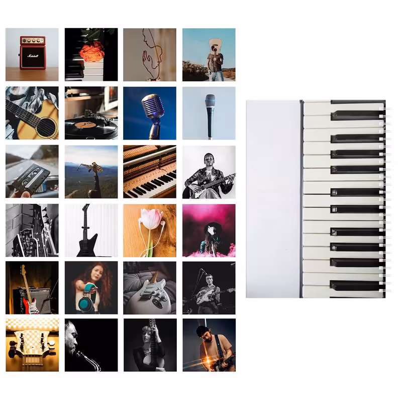  دفتر یادداشت باژیکان مدل موسیقی و زندگی کد 20111196 به همراه فتوکارت مجموعه 24 عددی