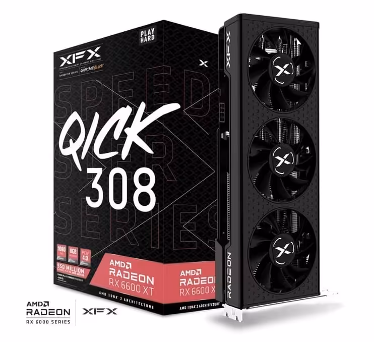 کارت گرافیک  ایکس اف ایکس مدل XFX Speedster QICK 308 AMD Radeon RX 6600 XT Black Gaming حافظه 8 گیگابایت