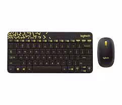 ماوس و کیبورد بی سیم Logitech MK240 مشکی-زرد