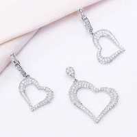 نیم ست قلب کج نقره ای با آبکاری رادیوم کد 1654