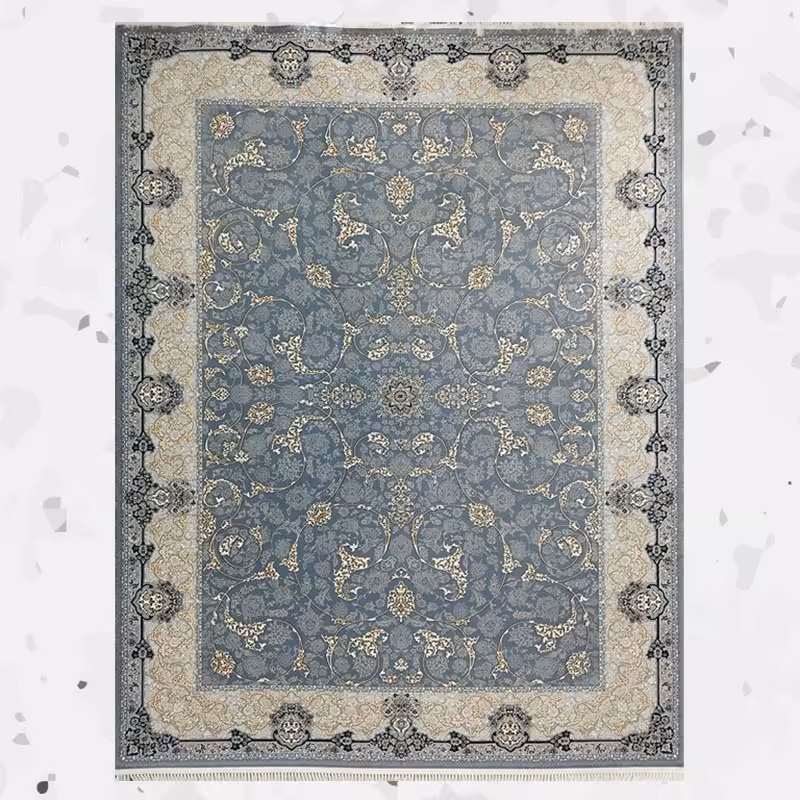 فرش 700 شانه طرح افشان اسلیمی زمینه فیلی کاشان