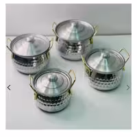 سرویس قابلمه روحی4تایی چکشی دسته طلایی