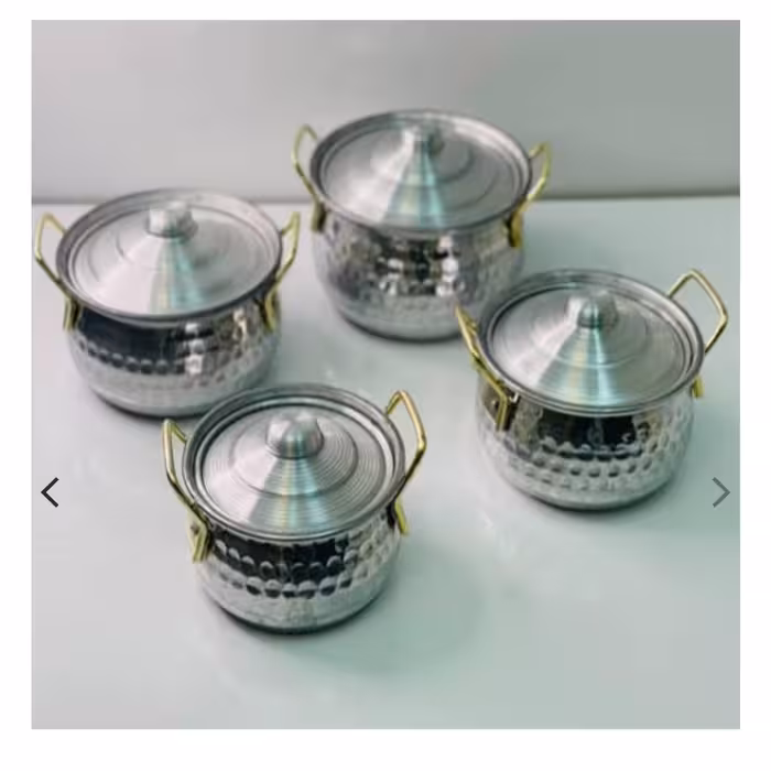 سرویس قابلمه روحی4تایی چکشی دسته طلایی