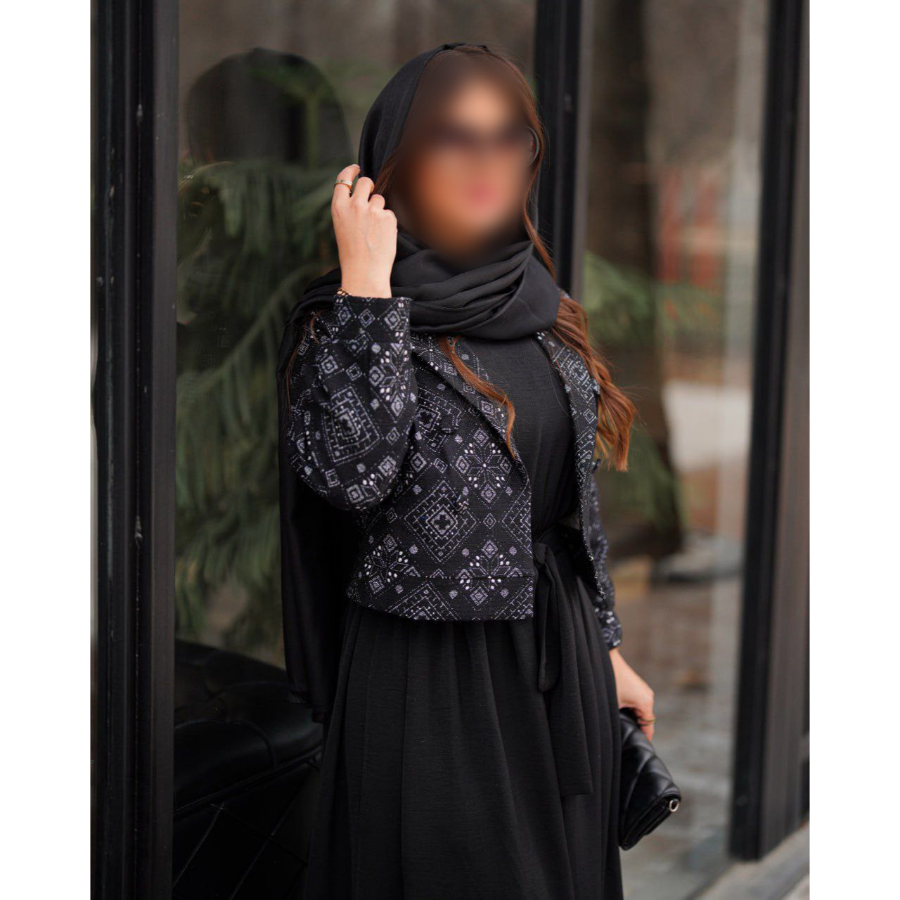 ست کت و سارافون زنانه طرح سنتی مشکی سفید