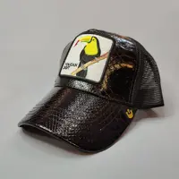 کلاه گورین چرم پوست ماری طرح توکان کد 8998
