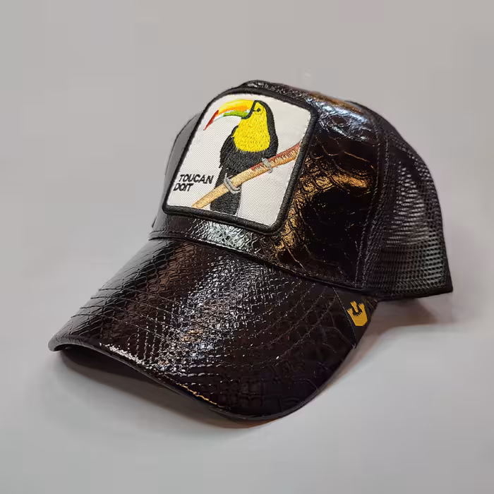 کلاه گورین چرم پوست ماری طرح توکان کد 8998