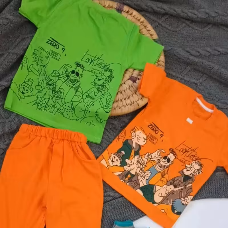 تیشرت  شلوارک پشت و جلو طرح دار (ارسال رایگان)