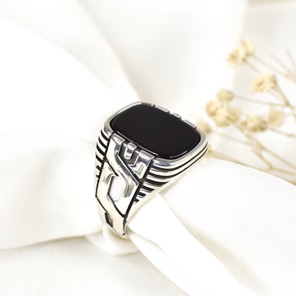 انگشتر عقیق مردانه نقره925 کد 9651