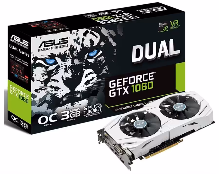 کارت گرافیک ایسوس مدل دوآل جی تی ایکس 1060 او3جی با ظرفیت 3 گیگابایت