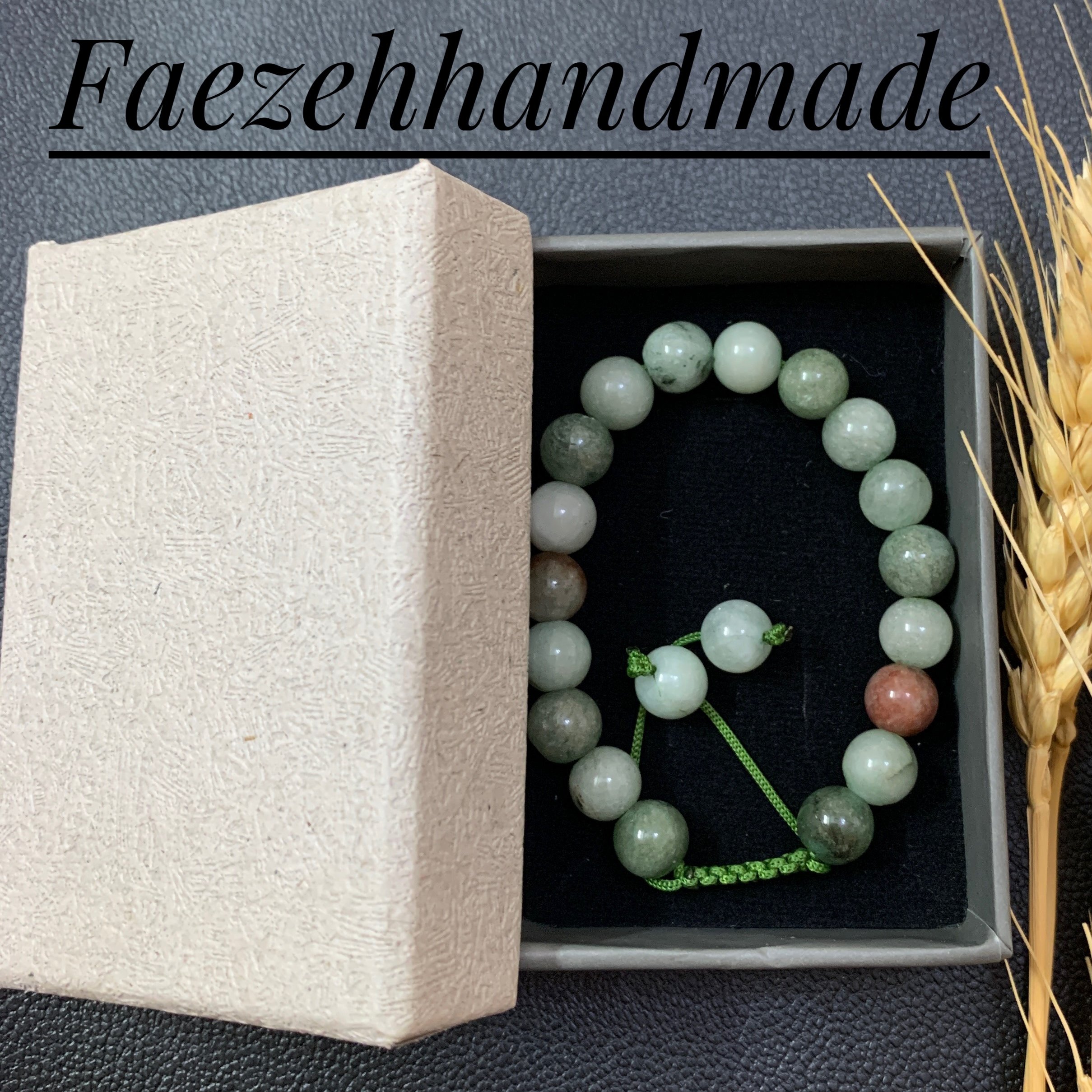 دستبند سنگ عقیق خزه ای براق