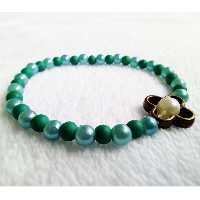 دستبند مروارید و سنگ فیروزه ای