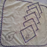 ست رومیزی 6 تکه شماره دوزی و ملیله دوزی طرح بته جقه