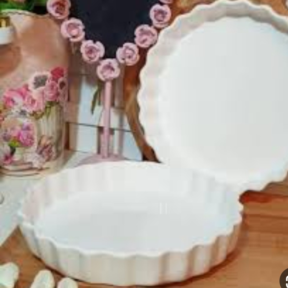 تارت تابه سرامیکی لبه دارشیار دار گرد 