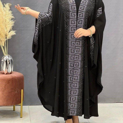 مانتو عبایی زنانه حریر جت بلک اندوزی