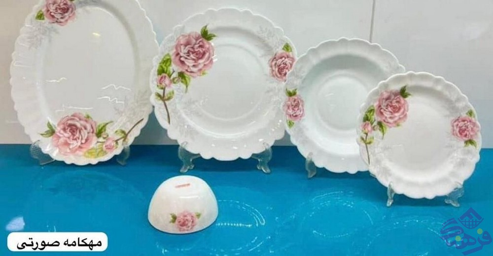 سرویس اپال 25 پارچه مقصود طرح مهکامه صورتی