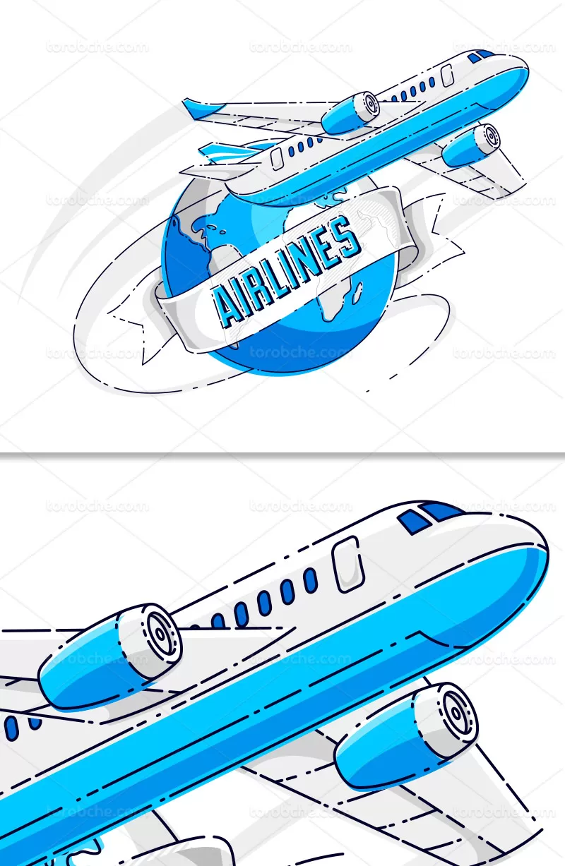 وکتور تور هواپیما با کیفیت | گرافیک با طعم تربچه