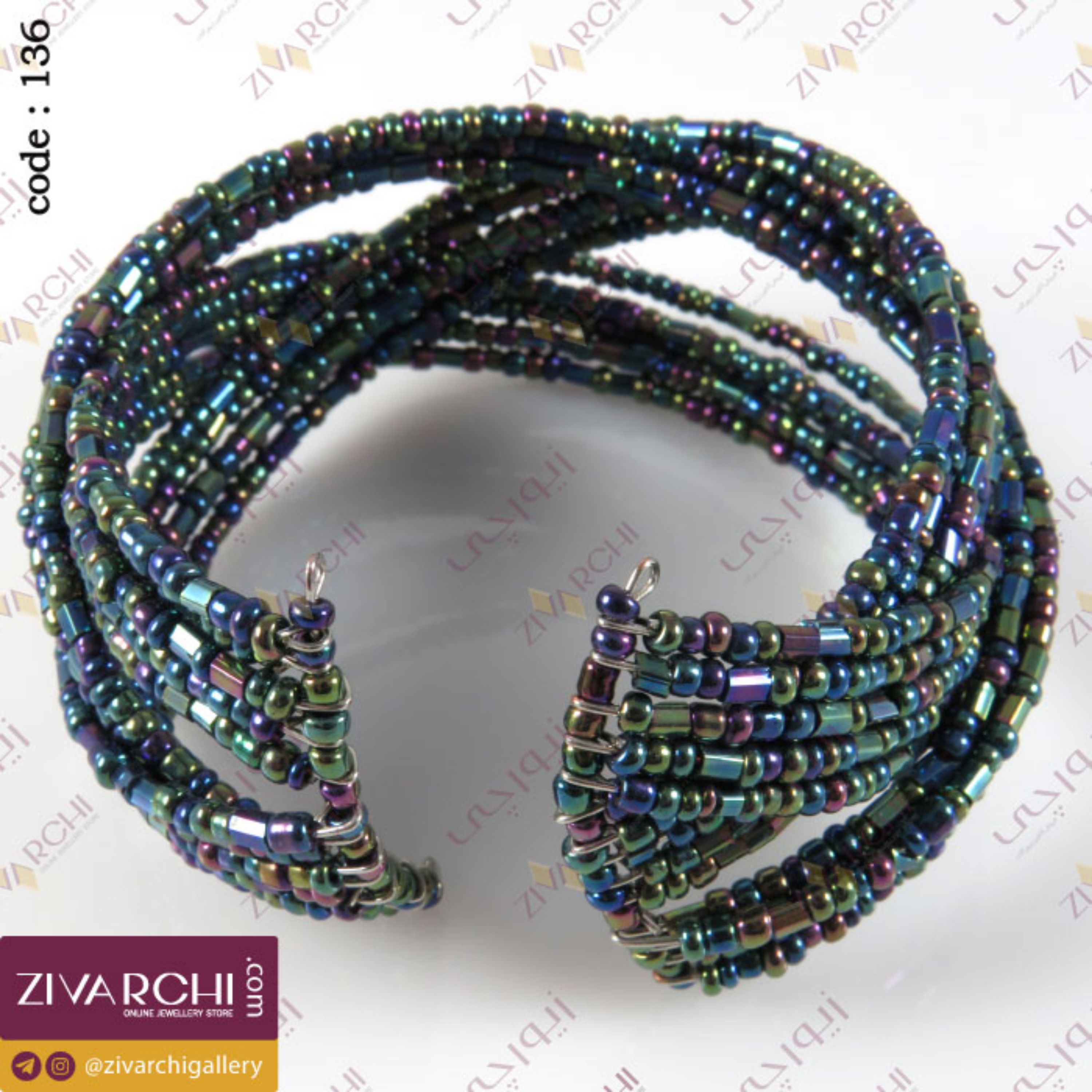 دستبند النگویی سیمی منجوقی  136