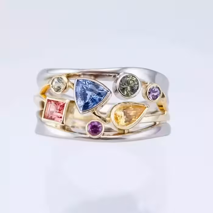 انگشتر چند سنگ دو آبکاری کدF301