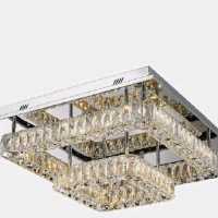 لوستر سقفی کریستالی مربع  سایز 40.20 استیل طلایی (پس کرایه )