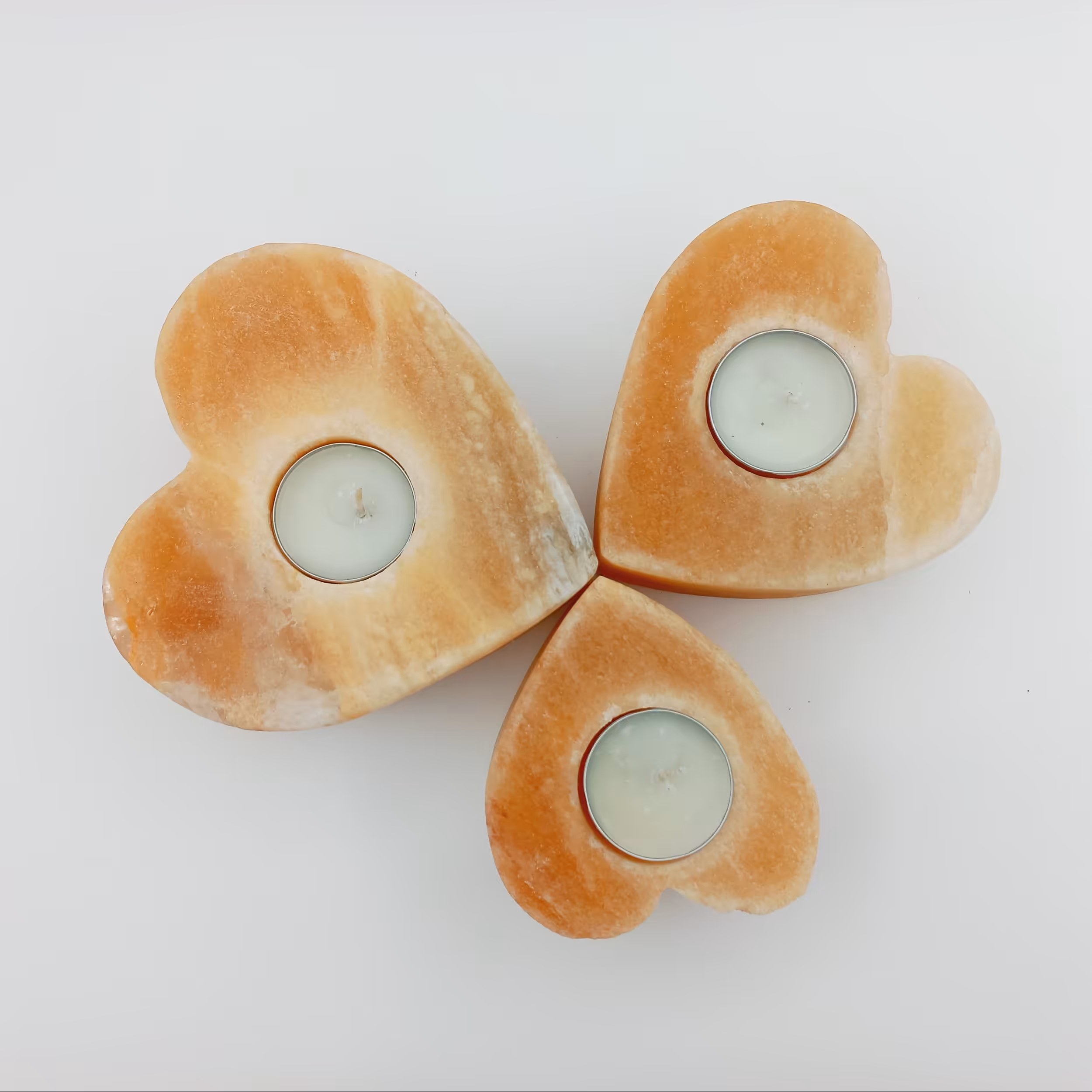 جاشمعی  قلبی دکوری سنگ نمک مدل heart03 مجموعه 3 عددی