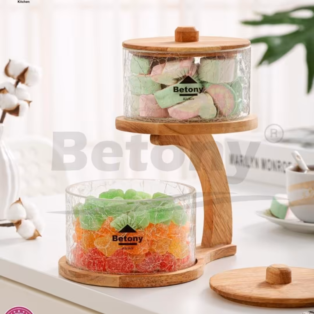 ظرف و استند شکلات خوری دو طبقه درب دار الماس