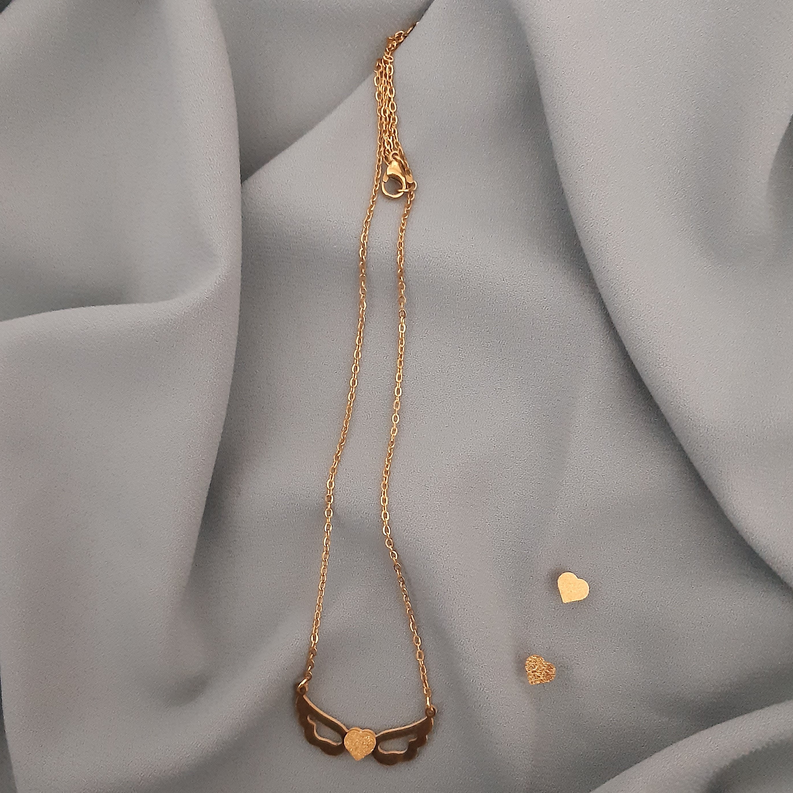 نیمست استیل بال فرشته و قلب رنگ طلایی