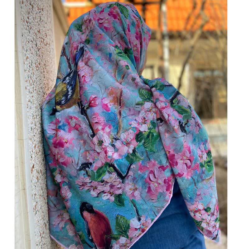 روسری طبیعت جنس کرپ نخ بسیار زیبا وخاص پسند