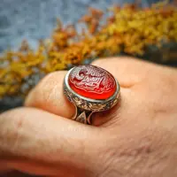 انگشتر عقیق سرخ خطی با حکاکی یاحسین علیه السلام