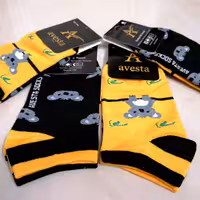 جوراب تابه تا (6جفتی) فری سایز طرح کوالا رنگ مشکی و زرد فانتزی