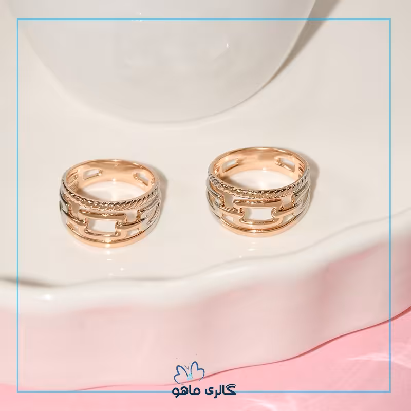 انگشتر زنانه ژوپینگ مدل ماول دورنگ کد ANXP888 رنگ ثابت و ضدحساسیت