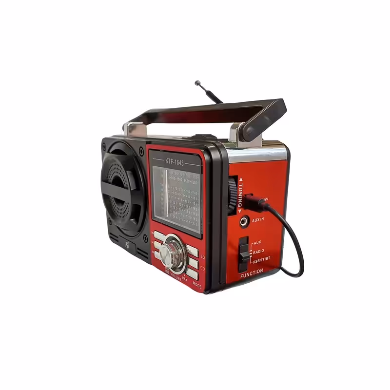 رادیو اسپیکر شارژی  قابل حمل اتصال بی سیم (بلوتوثی) فلش خور  رنگ قرمز مشکی 

