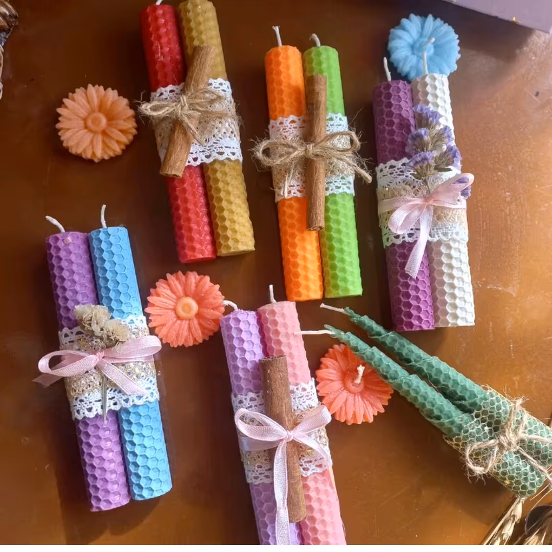 شمع مدل موم عسلی پک دو عددی 