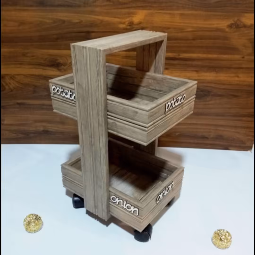 جا پیازی چرخ دار دو طبقه کد 201 