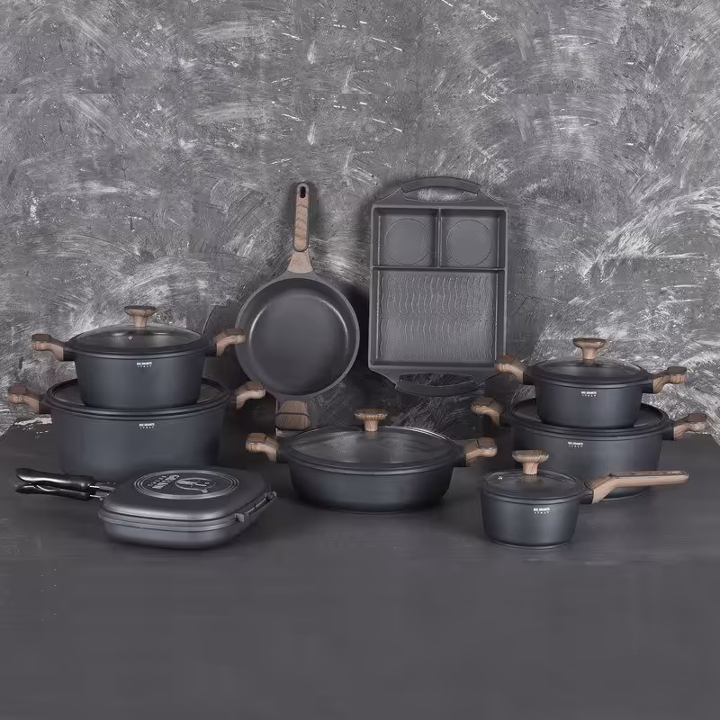 سرویس قابلمه 17 پارچه 4 رنگ ( چوب تیره) جی فی نی GIFFINI 