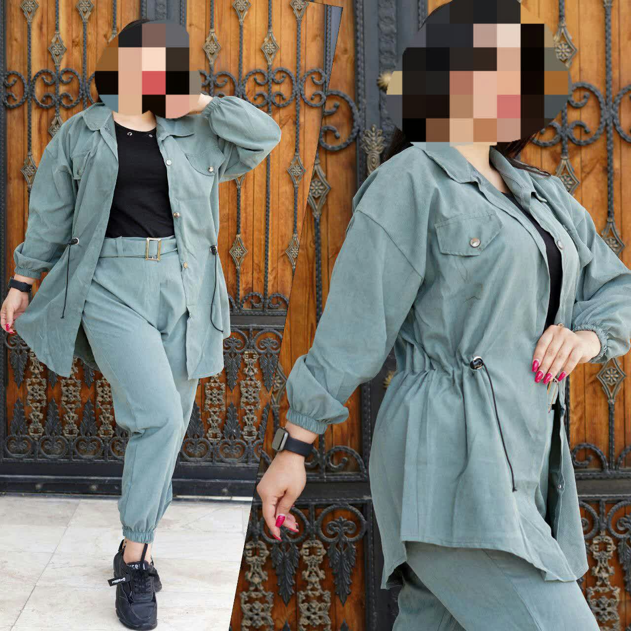ست مانتو شلوار کمربندی زنانه پارچه میکرو اعلا