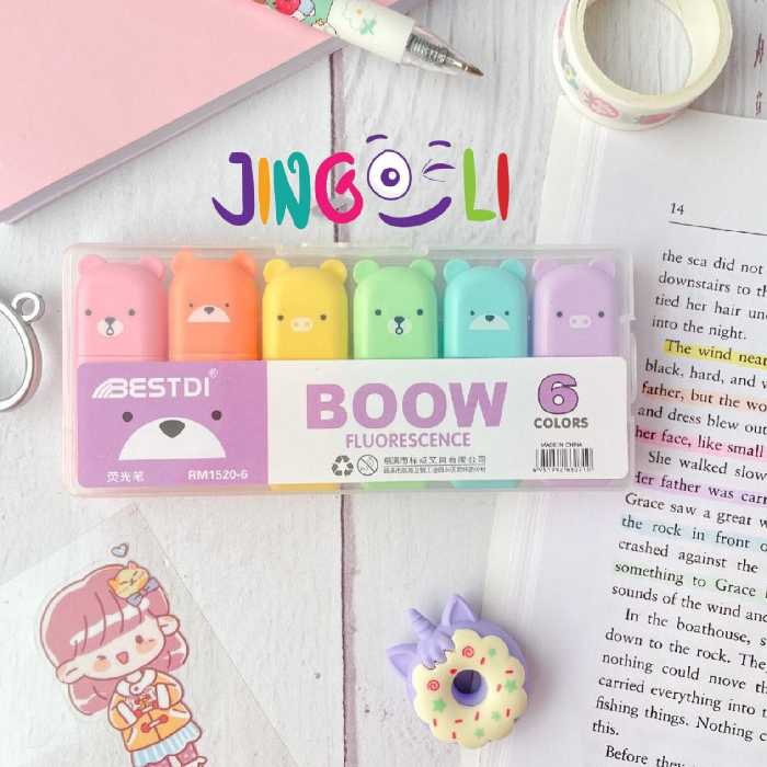  هایلایت های تدی  گوگولی دربسته های 6عددی زرد صورتی آبی بنفش نارنجی سبز