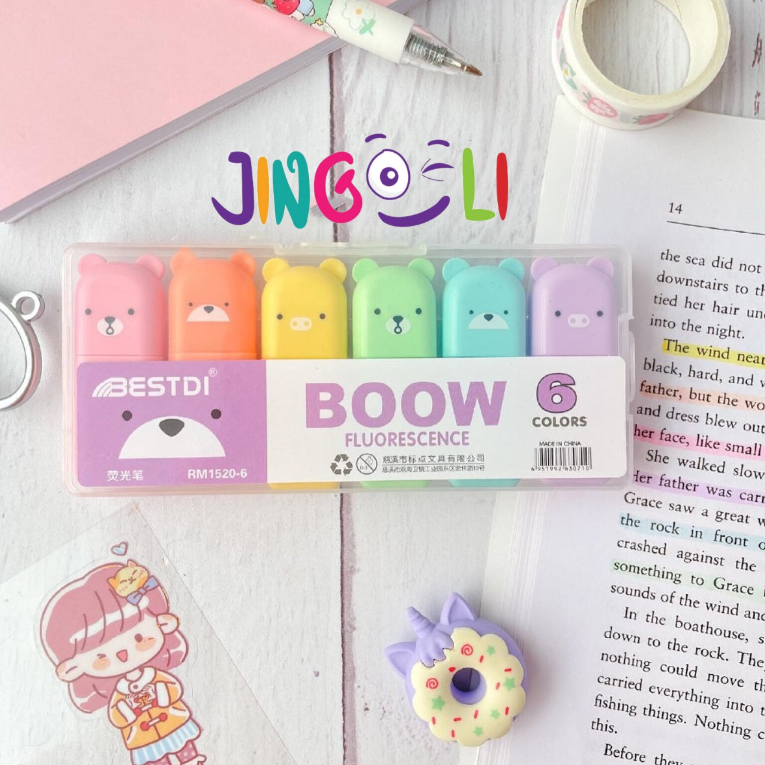  هایلایت های تدی  گوگولی دربسته های 6عددی زرد صورتی آبی بنفش نارنجی سبز