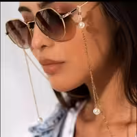 بند عینک زنجیری تمام استیل با  آویز  مرواریدی بسیار شیک و ترند سال